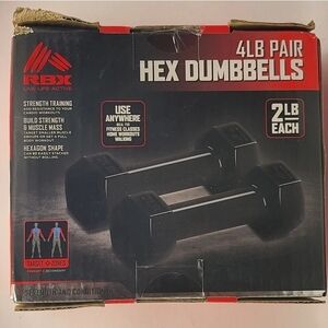 NEW RBX 2 lb Hand Weights Set of 2 (4 lb pair) Toning & Training NIB! Dumbbells